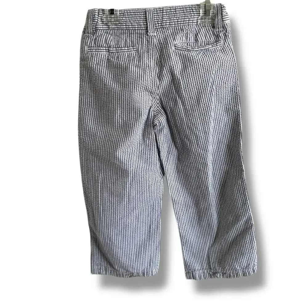 5/$20     Gymboree White and Blue Casual Bottoms Relaxed Fit Seersucker Pants 3T